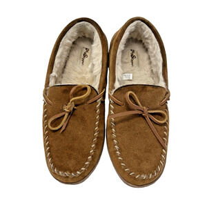 My Slippers Men's Chestnut Leather Suede Slip-on Moccasin Sz US 9 My Pillow Used